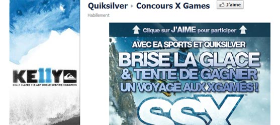 Quiksilver.fr - Jeu Facebook Quiksilver X Games
