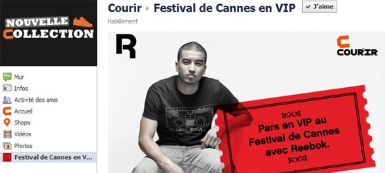 Courir.com - Jeu facebook Courir Festival de Cannes en VIP